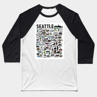 Seattle Map Baseball T-Shirt